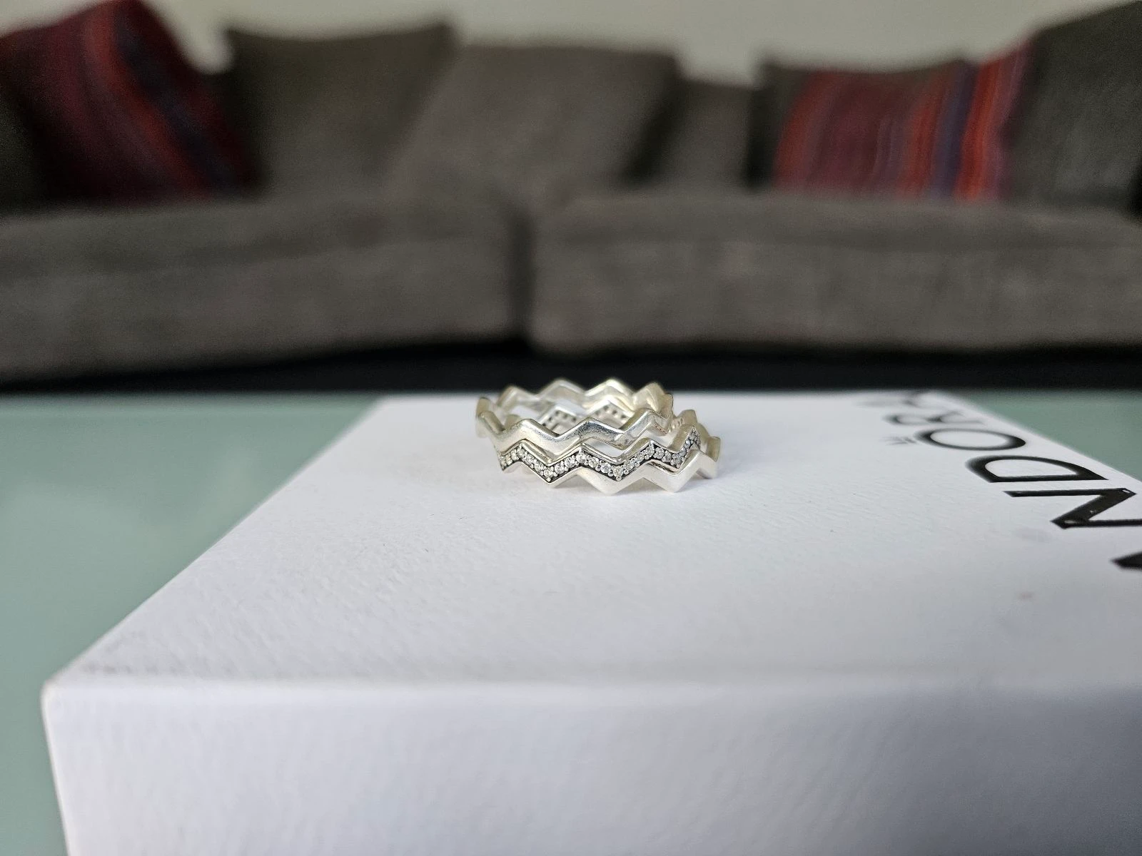 Conjunto de 3 anéis Pandora tamanho 58 zigzag – photo 2